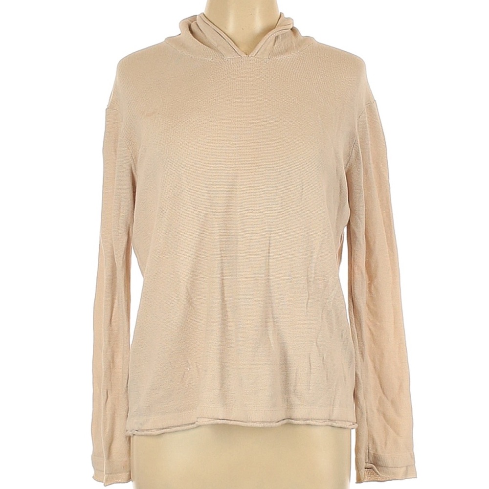 T by Alexander Wang Beige Knit Hooded Pullover Long Sleeve Sweater Top